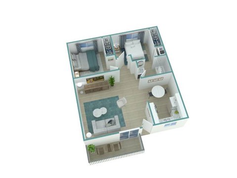 Floor plan for 2 beds, 1 bath, 770 sqft