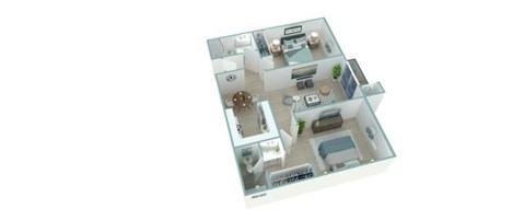 Floor plan for 2 beds, 2 baths, 828 sqft