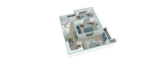 Floor plan for 2 beds, 1 bath, 790 sqft