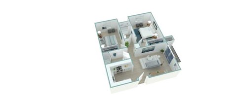 Floor plan for 2 beds, 2 baths, 818 sqft