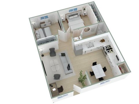 Floor plan for 2 beds, 1 bath, 850 sqft
