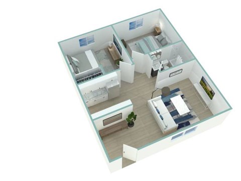 Floor plan for 2 beds, 1 bath, 1254 sqft