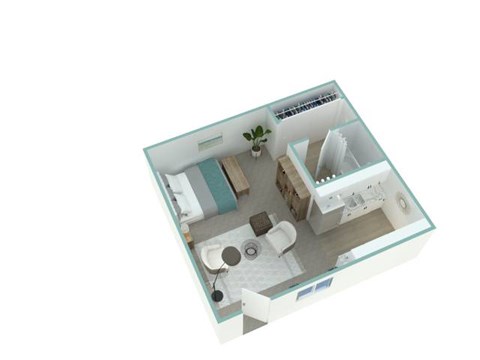 Floor plan for studio, 1 bath, 575 sqft