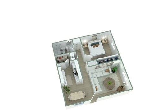 Floor plan for 1 bed, 1 bath, 588 sqft