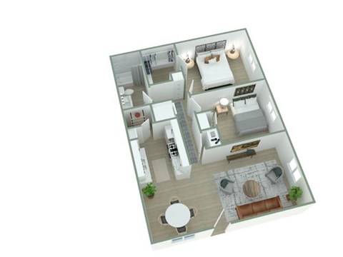 Floor plan for 2 beds, 1 bath, 800 sqft