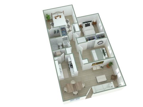 Floor plan for 3 beds, 1.5 baths, 1050 sqft