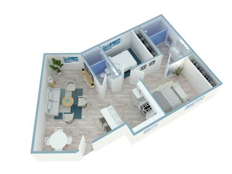 Floor plan for 2 beds, 2 baths, 867 sqft
