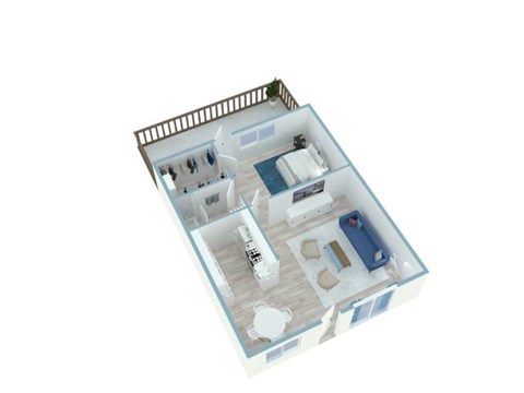 Floor plan for 1 bed, 1 bath, 720 sqft