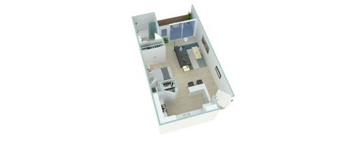 Floor plan for studio, 1 bath, 475 sqft