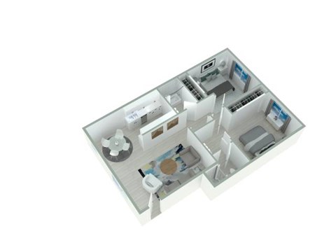 Floor plan for 2 beds, 2 baths, 960 sqft