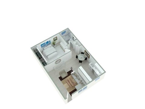 Floor plan for 1 bed, 1 bath, 760 sqft