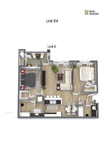 Floor plan for 2 beds, 2 baths, 1961 sqft