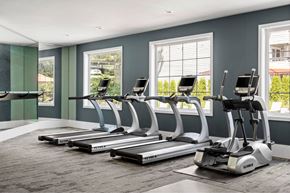 Portland apartment for rent - A gym with treadmills and elliptical machines.