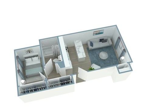 Floor plan for studio, 1 bath, 500 sqft