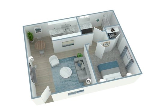 Floor plan for 1 bed, 1 bath, 550 sqft