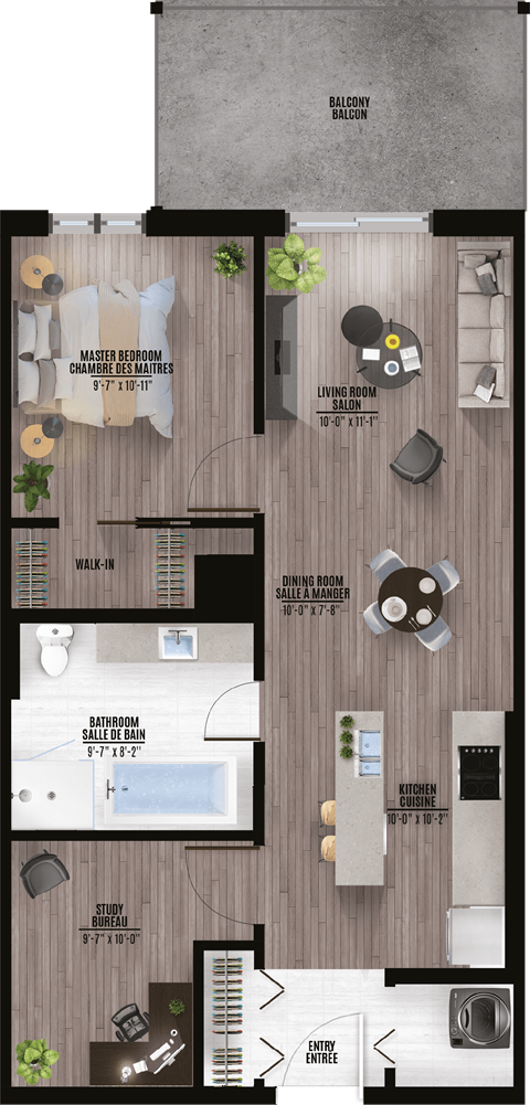 Floor plan for 2 beds, 1 bath