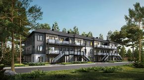 Gatineau apartment for rent - A modern apartment building with balconies and staircases.