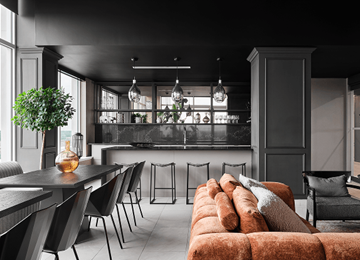 Ottawa apartment for rent - A modern kitchen with a dining table and chairs.
