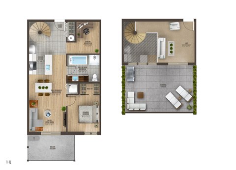 Floor plan for 2 beds, 1 bath, 1320 sqft