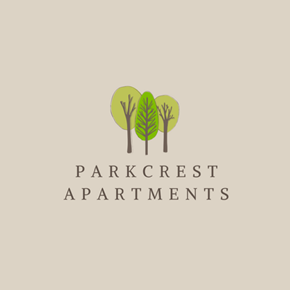 Madison apartment for rent - A logo for Parkcrest Apartments featuring two trees.