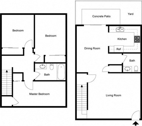 Floor plan for 3 beds, 1.5 baths, 1176 sqft