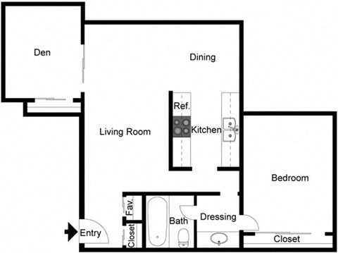 Floor plan for 2 beds, 2 baths, 1156 sqft