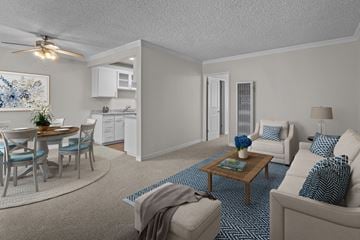 Huntington Beach apartment for rent - A living room with a dining table and chairs.