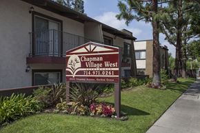 Garden Grove apartment for rent - A sign for "Chapman Village West Apartments."