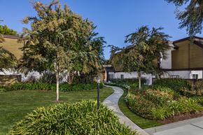 Upland apartment for rent - A residential area with a pathway and greenery.