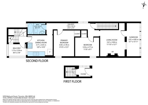 Floor plan for 2 beds, 1 bath