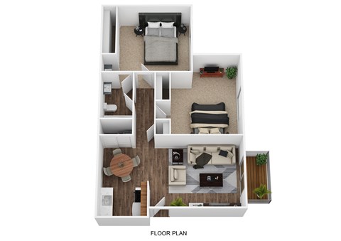Floor plan for 2 beds, 1 bath, 800 sqft