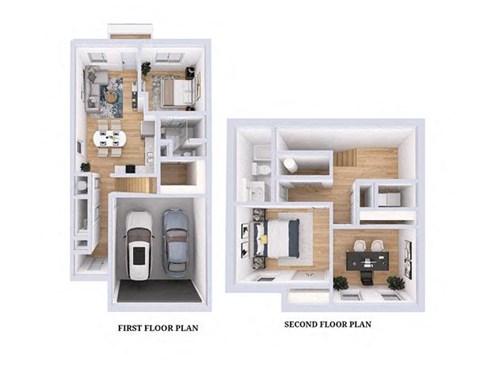 Floor plan for 2 beds, 2.5 baths, 1511 sqft