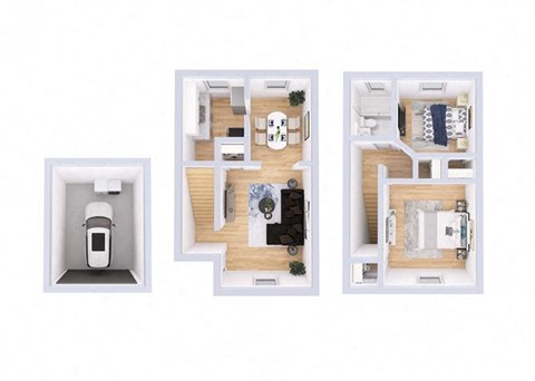 Floor plan for 2 beds, 1 bath, 1050 sqft
