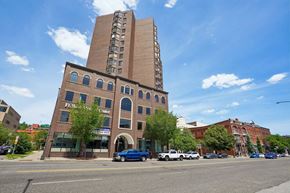 St. Paul apartment for rent - Street view of Irvine Park Towers high-rise apartment building in St. Paul