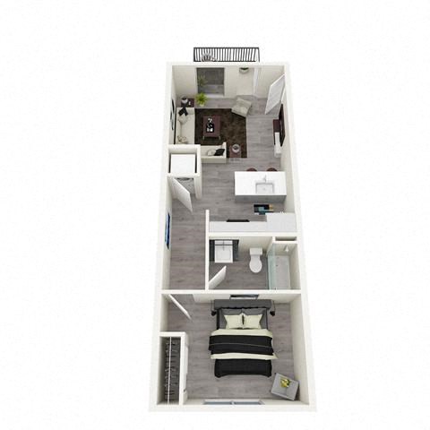 Floor plan for 1 bed, 1 bath, 642 sqft