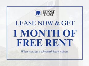 Kitchener apartment for rent - A sign advertising a free month of rent for signing a 13-month lease.