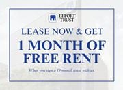 Kitchener apartment for rent - A sign advertising a free month of rent for signing a 13-month lease.