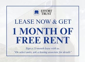 Hamilton apartment for rent - A sign advertising a free month of rent for signing a 13-month lease.