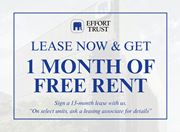 St. Catharines apartment for rent - A sign advertising a free month of rent for signing a 13-month lease.