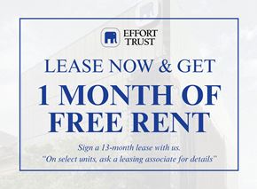 Hamilton apartment for rent - A sign advertising a free month of rent for signing a 13-month lease.