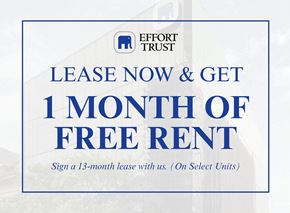 Hamilton apartment for rent - A sign advertising a free month of rent for signing a 13-month lease.