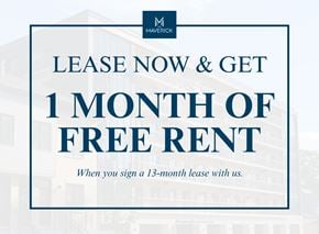 Kitchener apartment for rent - A promotional image for a leasing offer from Mavrick.