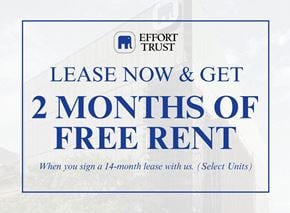 Kitchener apartment for rent - A sign advertising a promotion for a free two months rent.