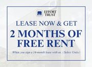 Kitchener apartment for rent - A sign advertising a promotion for a free two months rent.