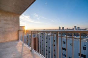Kitchener apartment for rent - Balcony with Metal Railing at Ophelia on Queen Apartments, Kitchener, Ontario