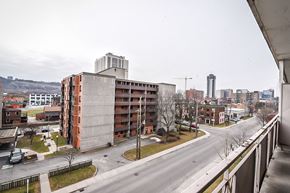 Hamilton apartment for rent - A view of a city from a balcony.