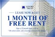 Hamilton apartment for rent - a 1 month free rent offer from Effort Trust.