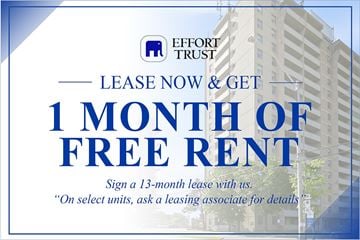 Hamilton apartment for rent - A sign advertising a 1 month free rent offer from Effort Trust.