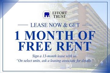 Hamilton apartment for rent - A sign advertising a 1 month free rent offer from Effort Trust.