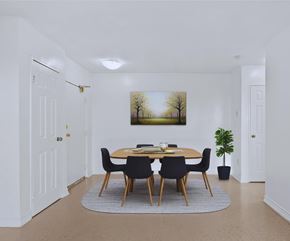 Hamilton apartment for rent - A dining room with a table set for four.